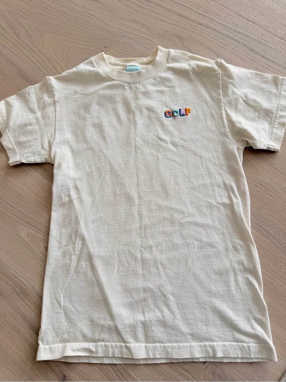 Golf Wang Cream Kids T‑Shirt with Multicolor 'GOLF' Chest Logo